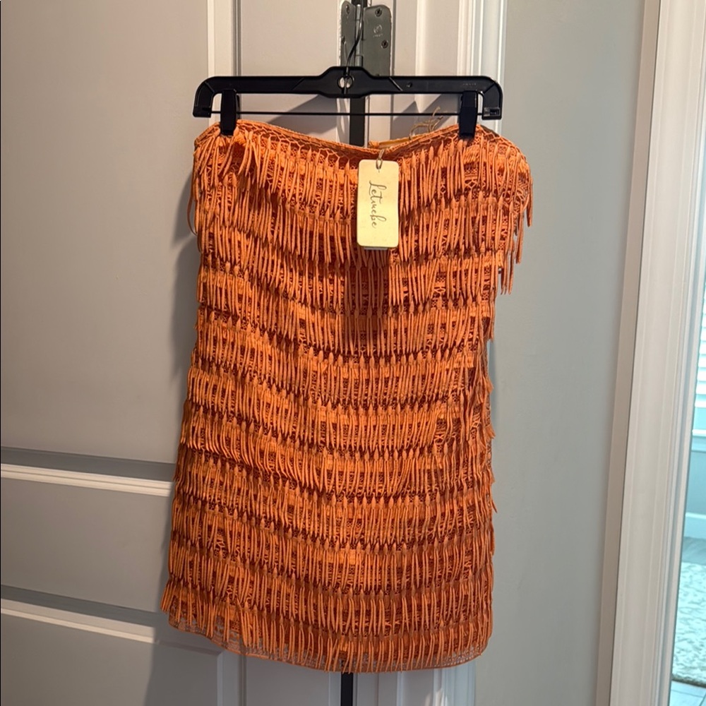 Orange Fringe Skirt